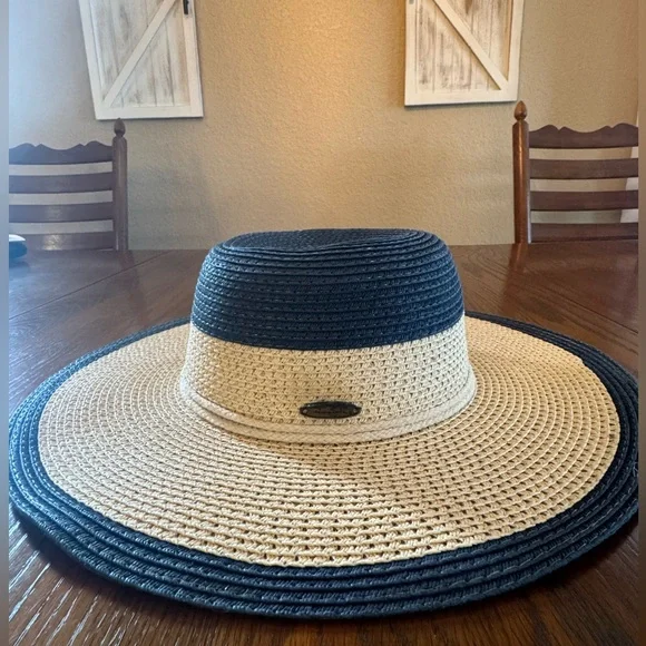 Panama Jack Women's Two-Tone Paper Braid Packable Sun Hat - Picture 6 of 6